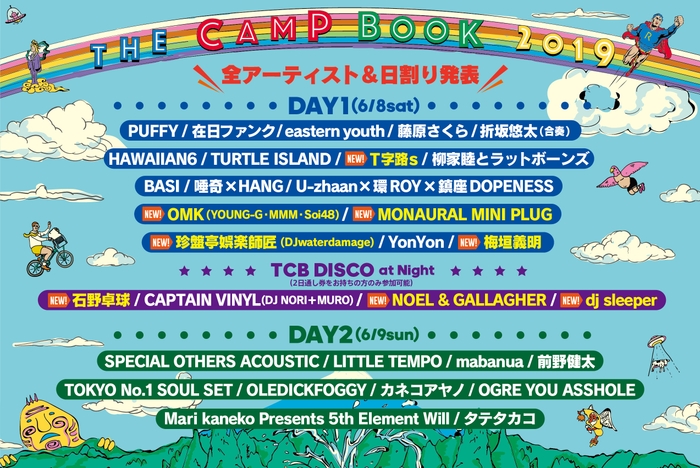 THE CAMP BOOK 2019 全アーティスト＆日割り発表