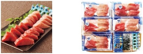 近大マグロ お刺身セット（左）、近大マグロの丼の具セット（右）