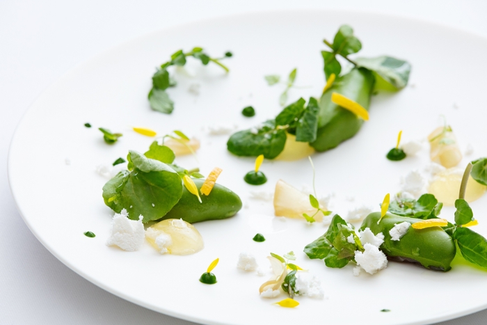 【ブレストンコート ユカワタン】前菜_鯉とクレソンのショーフロア レモンのアクセント_01