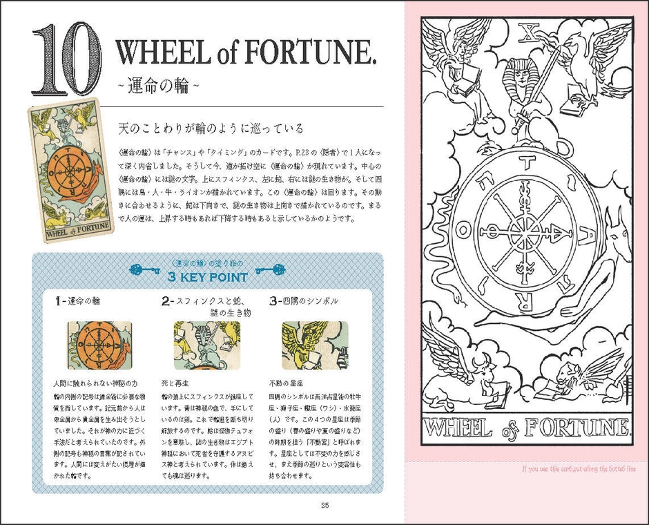 塗り絵を通して、1つ1つのモチーフと色が表すメッセージを深く理解できる。