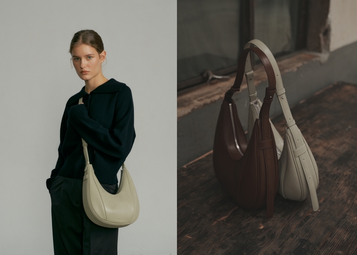 「Oval bag(オーバルバッグ)-ヴィンテージ」全2色 モデル:セージ 左:マロン 右:セージ