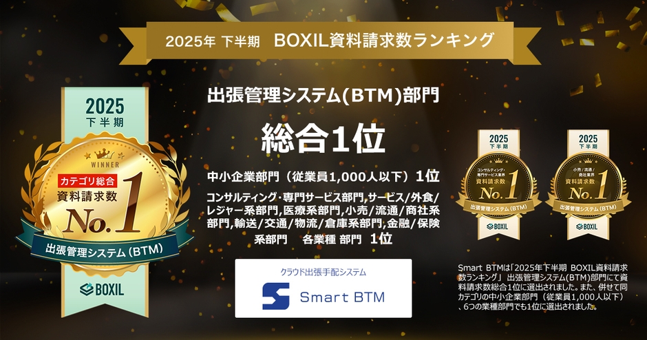 出張管理システム(BTM)部門 総合1位