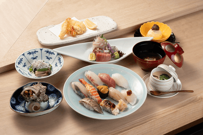 料理長おまかせ握り寿司プランの夕食（一例）