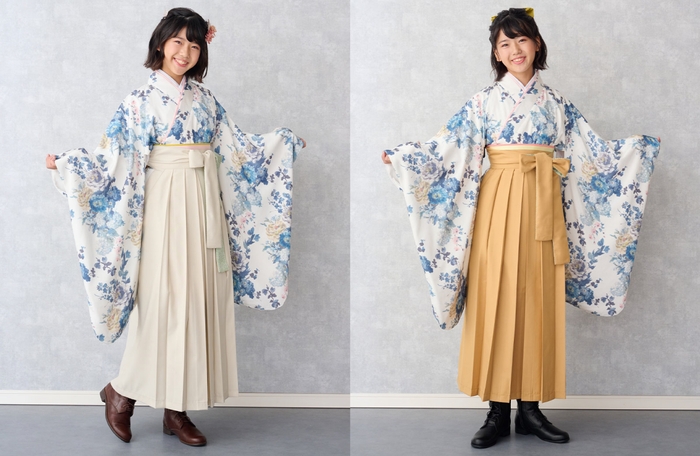 (左)セラフィーナブルー×アイボリー (右)セラフィーナブルー×マスタード
