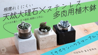 ＜特許技術×天然素材＞多肉植物の根腐れを防ぐ植木鉢 「サボテンハウス(R)マーブル」をMakuakeにて先行販売開始