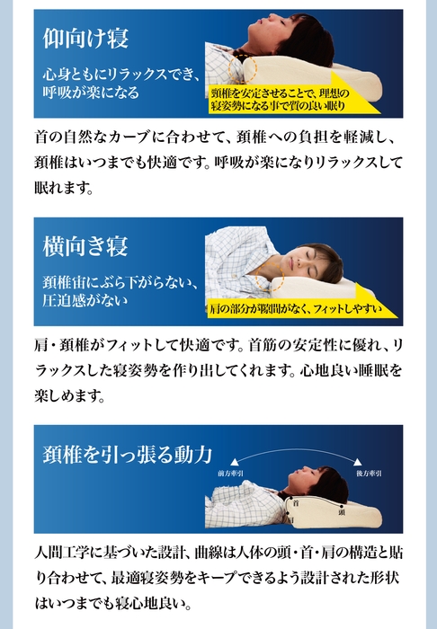 仰向け・横向き・うつ伏せに最適