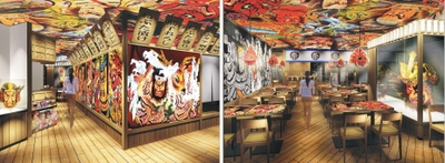 <店内は各地のねぶた師が祭りの世界を再現>