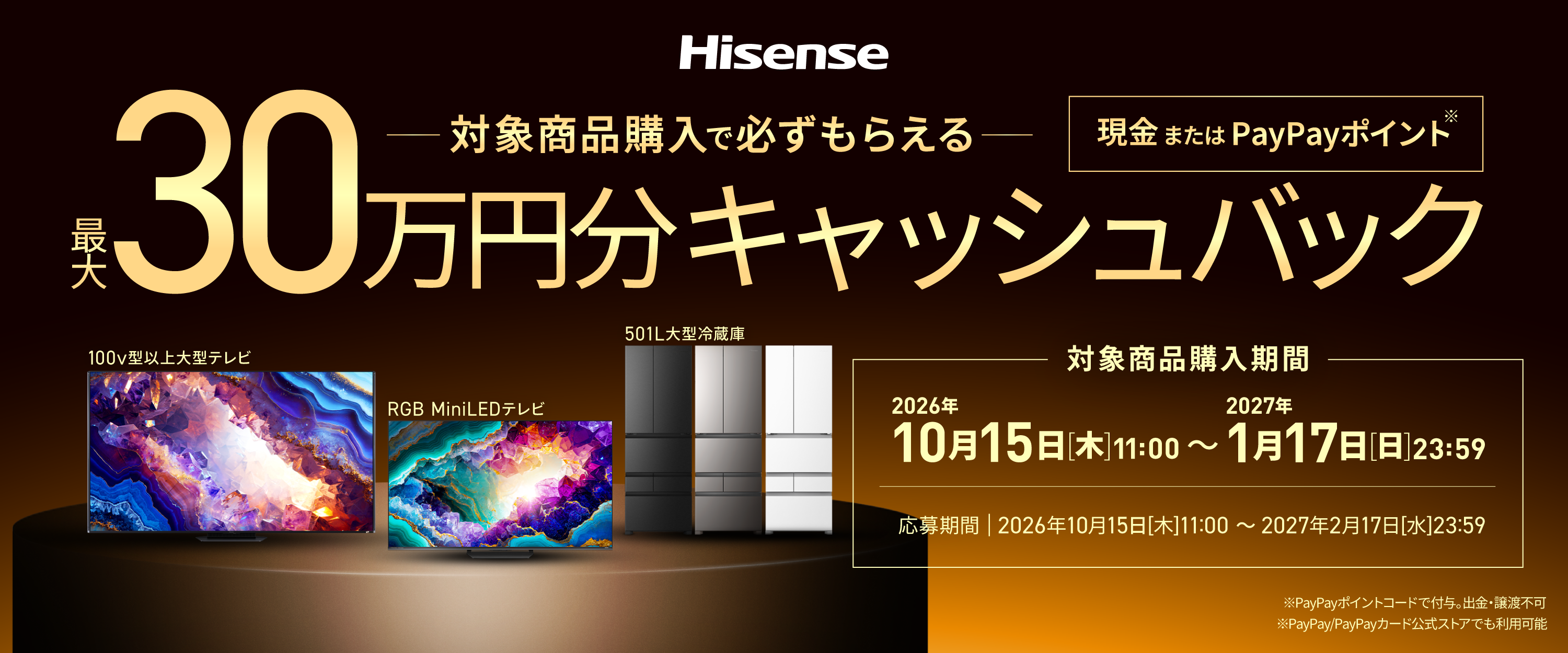 ハイセンスジャパン、今年もやります。年末恒例のBIGチャンス！ 「最大