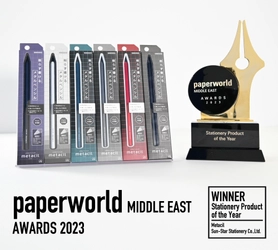 シリーズ累計出荷約140万本突破の「メタシル」が 世界的な文具見本市「paperworld Middle East」にて 最も栄誉のある『Stationery Product of the Year』を受賞！