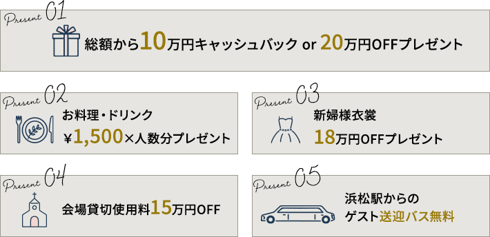 浜松結婚式支援特典