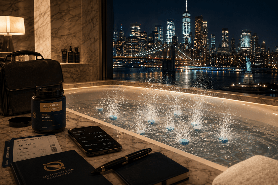 浴槽にタブレットを入れるだけで高濃度水素浴を実現する「H2 Bath」 ※本画像は生成AIを活用して作成したイメージです。