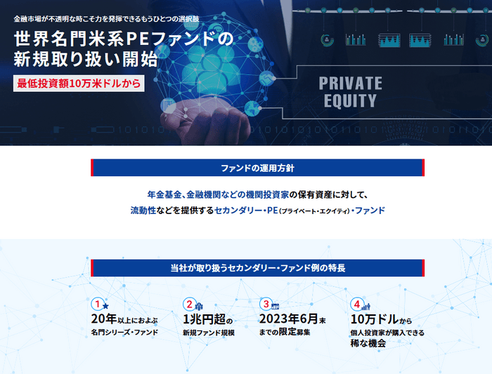 世界名門米系PEファンドの新規取り扱い開始
