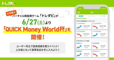 Finatextホールディングスの子会社が運営する 日本最大のバーチャル株投資ゲーム「トレダビ」が 6/27(土)よりトレダビ内で「QUICK Money World杯」を開催