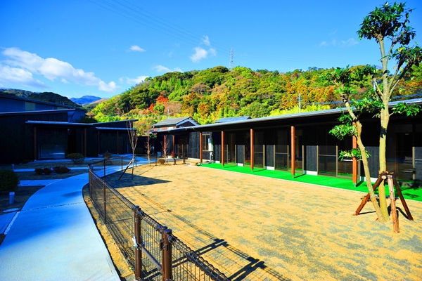 レストラン直結のドッグラン