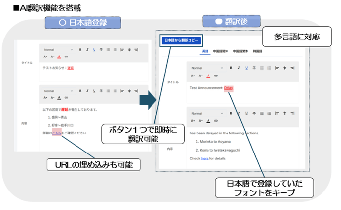 MovEasyお知らせ情報AI翻訳機能