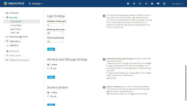 セキュリティの設定