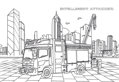 ぬりえ(モリタオリジナルキャビン Intelligent Attacker 救助工作車 R-Ⅲ)