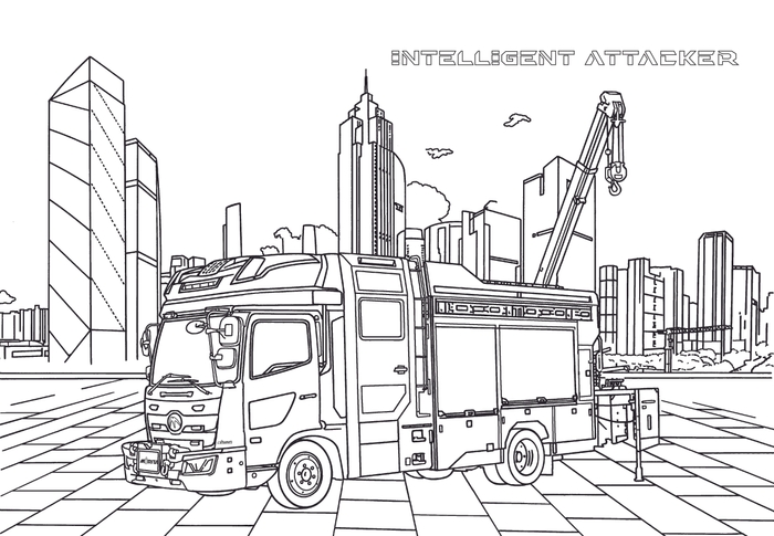 ぬりえ(モリタオリジナルキャビン Intelligent Attacker 救助工作車 R-Ⅲ)