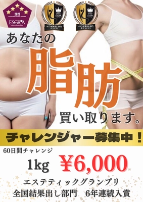 あなたの体脂肪買い取ります！ 累計買い取り1トン突破キャンペーン！！ ～1kg6,000円の超高価買取～