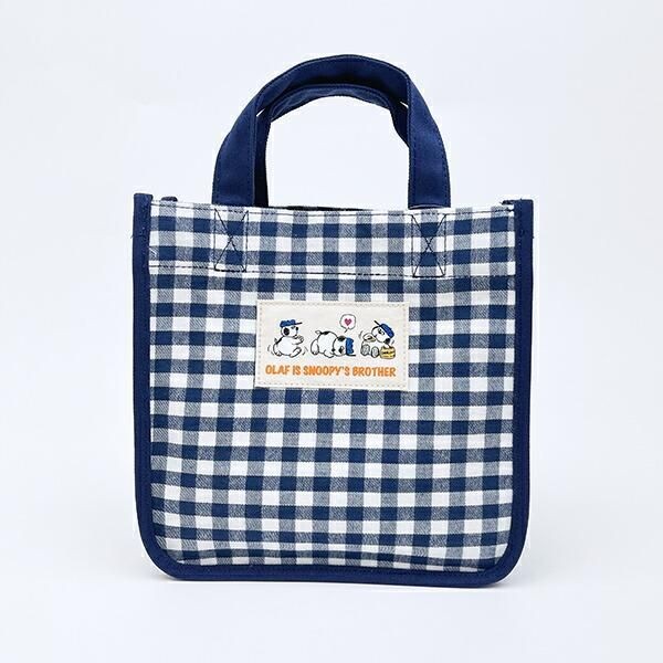 冬にぴったり！濃いネイビーチェックが大人かわいい、スヌーピーの兄弟オラフのポーチandバッグ