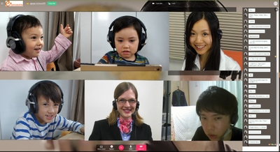 ECOM、子供向けオンライングループレッスンクラスの様子