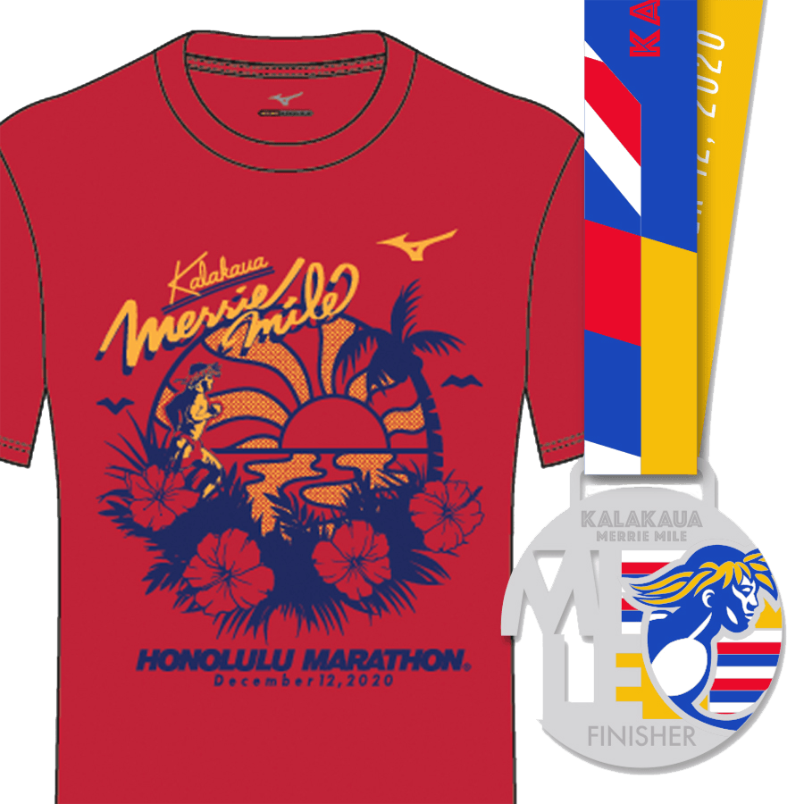 カラカウアメリーマイル参加記念Tシャツ・完走メダル