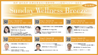 医師・歯科医師・薬剤師・医療従事者限定無料オンラインセミナー　 抗加齢・生活習慣病予防・最適健康医療の最新情報が学べる！ 『Sunday Wellness Breeze Season 19』 全6講演開催決定／セリスタ株式会社