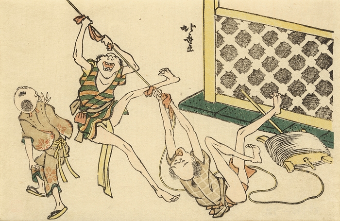 葛飾北斎「風流おどけ百句 貧ながき糸目をもつて呵られる」すみだ北斎美術館蔵(通期)※1