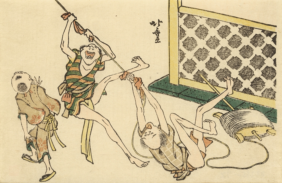 葛飾北斎「風流おどけ百句 貧ながき糸目をもつて呵られる」すみだ北斎美術館蔵(通期)※1