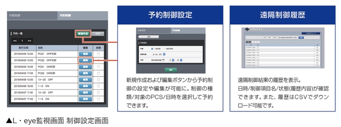 L・eye 監視画面　制御設定画面