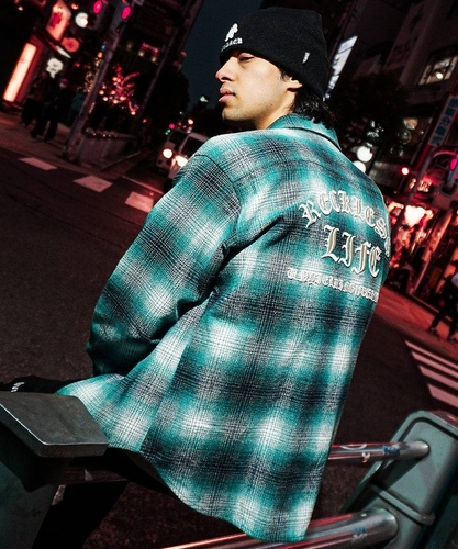 【BlackLetter】Rear Embroidery Plaid Shirt