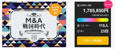 企業成長を体感できるボードゲーム【M&A戦国時代】クラウドファンディング目標金額 595%達成!