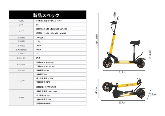 LIFEのスペック表