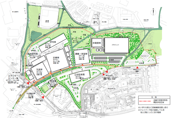 近畿大学医学部・近畿大学病院計画図　※本資料に掲載している計画図は、現時点でのイメージであり、今後の検討により変更の可能性があります。