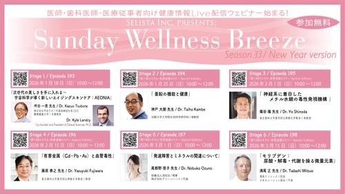 Selista Inc. Presents.『Sunday Wellness Breeze』 Season 33 New Year version 全6 Stage　 2026年1月18日(日)～3月15日(日)の日曜日の朝に開催
