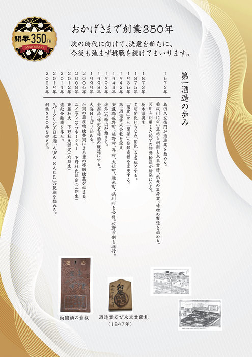 350周年記念酒　チラシ裏