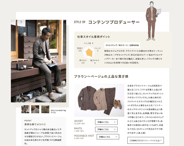 コンテンツ内のコーディネート解説