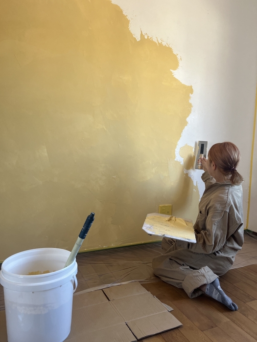 施工風景(漆喰塗り:クリーム2)