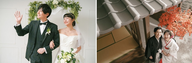 また、天候を気にすることなくロケーション撮影のような写真が撮れる屋内庭園スタジオも完備しているので、洋装+和装の組み合わせプランをお楽しみいただけます。