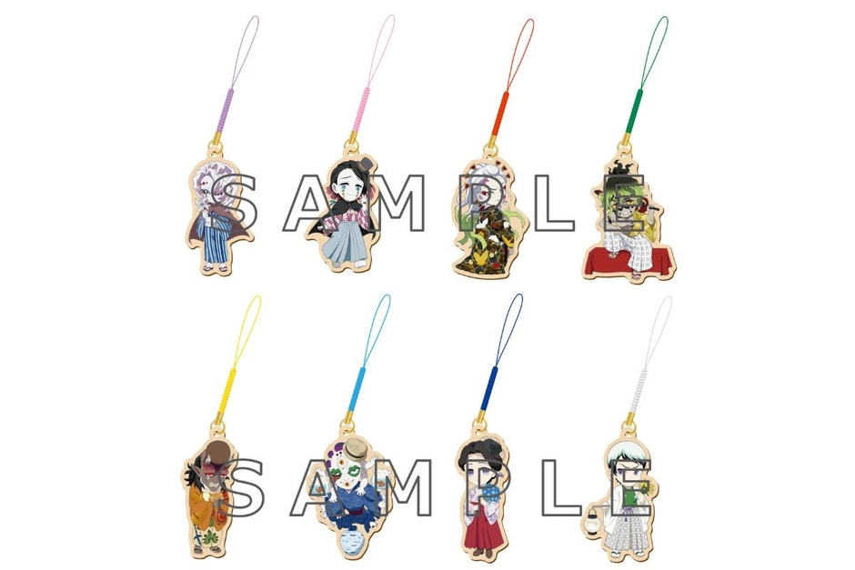 ▲ufotable描き下ろしの鬼たちが木製ストラップに