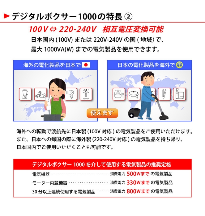 日本でも海外(220-240V地域)でも使える