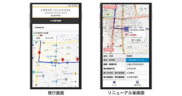 運行マップ画面