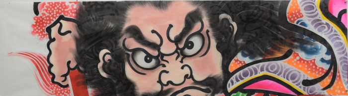 額絵　※宮園青山連合ねぷた愛好会 (約)縦54センチ×横194センチ