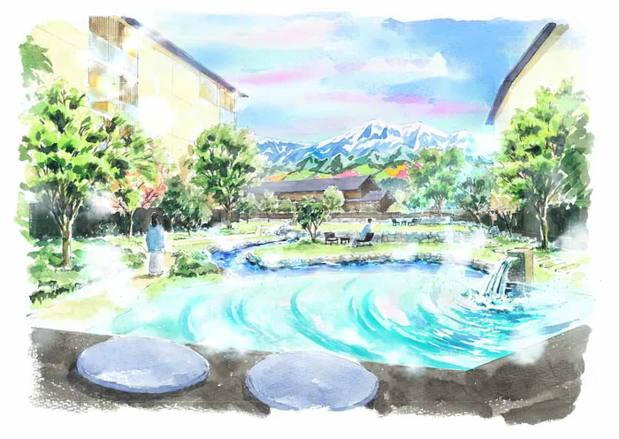 界 奥飛騨の中庭からアカンダナ山を望む（イメージ図）