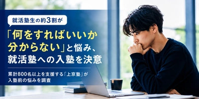 就活塾生の約3割が「何をすればいいか分からない」状態から就活塾への入塾を決意　累計800名以上を支援する「上京塾」が入塾前の悩みを調査