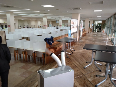 ～厚労省が次亜塩素酸水の空間噴霧を認める～ 　産業用大型超音波噴霧器「ミストセイバー」のキャンペーン開始 　大空間を短時間で噴霧でき、移動もらくらく