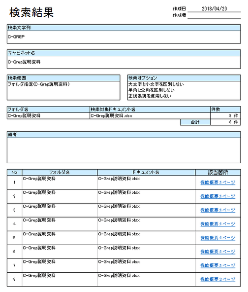 帳票 - 検索結果一覧