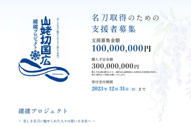 栃木県足利市が名刀「山姥切国広」取得のための クラウドファンディングを2023年9月1日(金)より開始