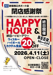 82新宿西口大ガード店　契約満了に伴う閉店のお知らせ
