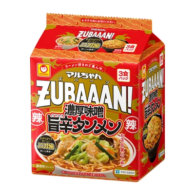 「マルちゃんZUBAAAN! 濃厚味噌旨辛タンメン 3食パック」